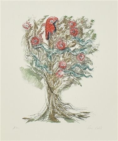 Piero Leddi ALBERO DELLA RIVOLUZIONE FRANCESE acquaforte a colori, battuta cm...