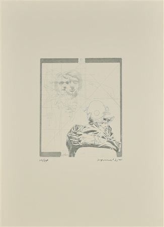 Marco Fidolini AUTORITRATTO acquaforte, battuta cm 29,5x24,5, su foglio cm...