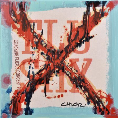 Giuseppe Chiari CRACKING FLUXUS CONCERT 2002 tecnica mista e collage su...