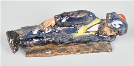 Claudio Parigi MARINAIO STANCO terracotta ceramizzata policroma, cm 5x13x5...