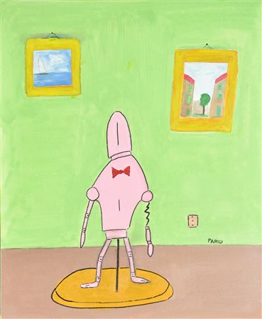 Claudio Parigi MANICHINO FERITO olio e acrilico su tela, cm 50x40 firma sul...