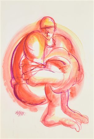 GIANBAR (Gianni Baretta) SENZA TITOLO tecnica mista su carta, cm 46x31 firma