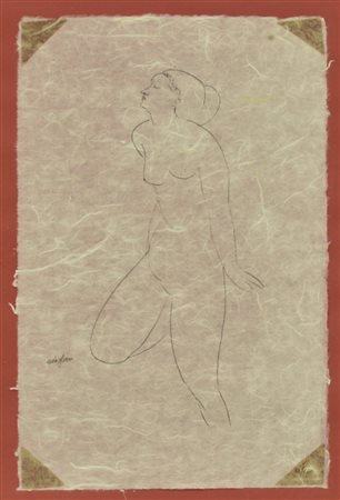 Amedeo Modigliani NUDO FEMMINILE serigrafia su carta di riso (d'apres), cm...