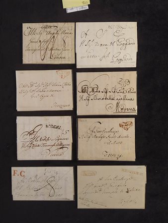 1778/1834, lotto composto da otto interessanti prefilateliche.