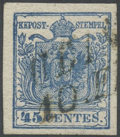 1855, 45c. N.12d Oltremare Grigiastro Chiaro. (A+) (Cat.2.500)