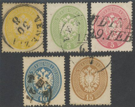 1863, N.36/40, serie completa usata. (A) (Cat.1140) 