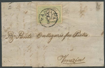 Lettera da Padova per Venezia affrancata tramite una Marca da bollo da 15c. N.7. (A) (Chiavarello, A.Diena)