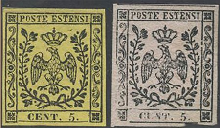 Prova su carta sottile colorata, Vacc. N.5PR e 7PR. (A/A-) (Cat.--)