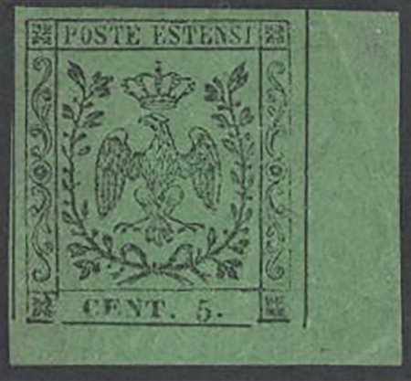 1852, N.7 con angolo di foglio a destra. nuovo con gomma, linguellato. (A+) (Cat.80++)