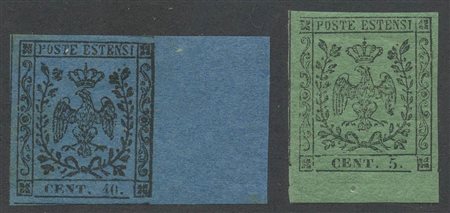 1852, N.7 e N.10 entrambi con bordo di foglio firmati. (Lux) (180++)