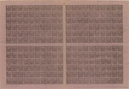 1855, Segnatasse per Giornali 9c. Violetto grigio N.3 in splendido foglio completo di 240 esemplari (4 gruppi di 60). (A+) (--)