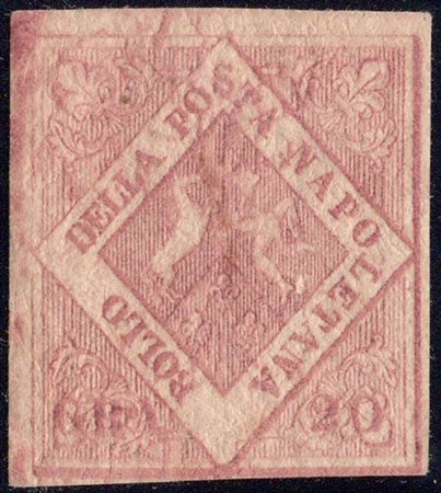 1858, N.12 Rosa Brunastro nuovo con gomma, linguellato. (A). (A.D., Cert.Colla) (Cat.15.000)