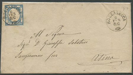 6.2.1862, Lettera da Rocca Secca per S.Germano.Sull'affrancatura il cerchio di ROCCA SECCA(7pt.). (A-) (Cat.625)