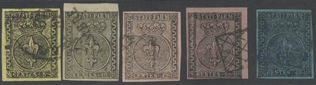 1852 N.1/5 serie completa usata. Tutti firmati e di ottima qualità. (Lux) (A.Diena, Em.Diena) (Cat.2500)