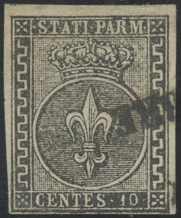 1852, 10c. Bianco N.2 con greca destra larga. (A) (Cat.450)