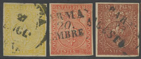 1853, N.6/8 serie completa usata. Tutti firmati e di ottima qualità. (Lux) (A.Diena, Em.Diena) (Cat.3100)