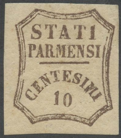 1859, 10c. Bruno N.14 nuovo con gomma, linguellato. (A+) (A.Diena) (Cat.2200)