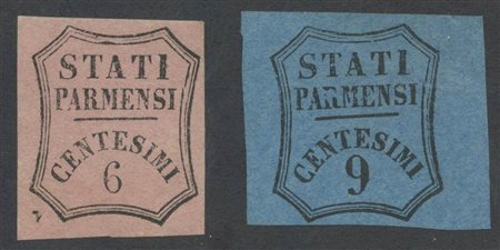 1853, N.1 Rosa Vivo e N.2 Azzurro. Nuovi S.G.. (Lux) (A.Diena) (Cat.1950)