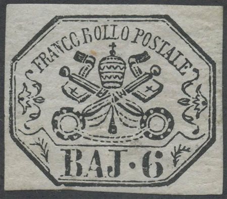 1852, 6b. N.7 Grigio Verdastro nuovo con gomma, linguellato. (A+) (cat.2.000)