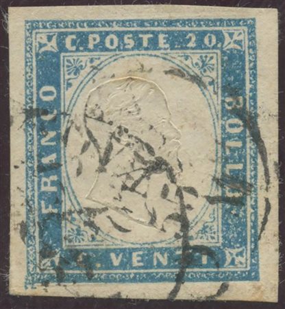 1855, 20c. Cobalto Chiaro N.15a usato nell'ottobre 1855. (Lux) (Raybaudi) (Cat.275)