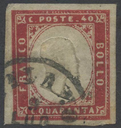 1860, 40c. 16Ca (Carminio Cupo), usato. (A+) (Oliva) (Cat.700)
