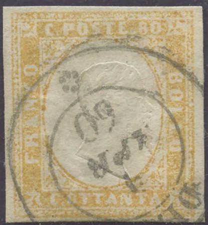 1860, 80c. N.17A Giallo Ocra Pallido, usato. (A+) (Cat.1300) 