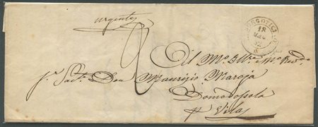 1852, Lotto di tre lettere non affrancate. Un certificato. (A+) (Cert.Chiavarello)