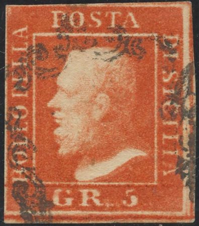 1859, 5gr Vermiglio Vivo N.11a, usato. (A) (Cert.F.Taormina) (Cat.6500)