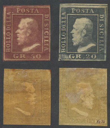 1859, 20gr e 50gr. entrambi con stampa oleosa. Nuovi con goomma, linguellati.