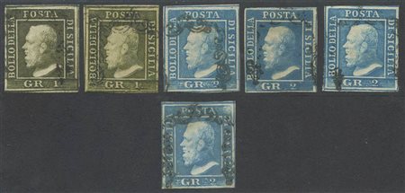 1859, piccolo insieme di 1gr. e 2gr., tutti usati,plurifirmati  e di ottima qualità. 