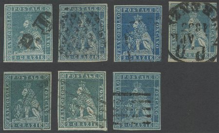 1851, Splenida selezione del 2cr. Nelle sue diverse tonalità. Splendido insieme con interessanti D.C.