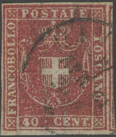 1860, 40c. Carminio N.21, usato. (A+) (Cat.600)