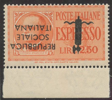 1944, 2,50L. Con soprastampa capovolta nuovo gomma integra.