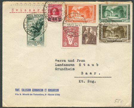 23.12.1930, Lettera dal Vaticano per Baar affrancata tramite i N.19,35,47,55, 56, 57.