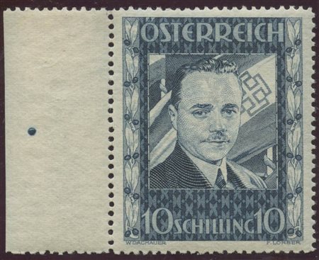 1936, 10s. Azzurro Grigio N.484 nuovo con gomma integra, Bordo di Foglio a sinistra. Firme di A. Diena e Raybaudi