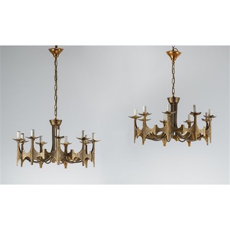 PRODUZIONE SCANDINAVA 1960 ca., Coppia di lampade a sospensione