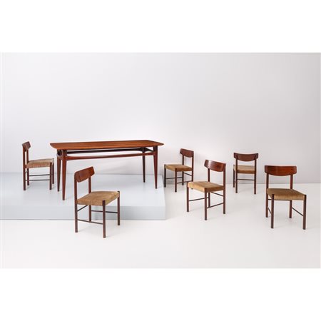 MERONI, Tavolo rettangolare e sei sedie