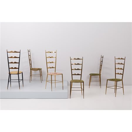 PRODUZIONE ITALIANA 1950 ca., Sei sedie in ottone