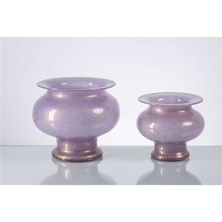 BAROVIER E TOSO, Due vasi in vetro colorato