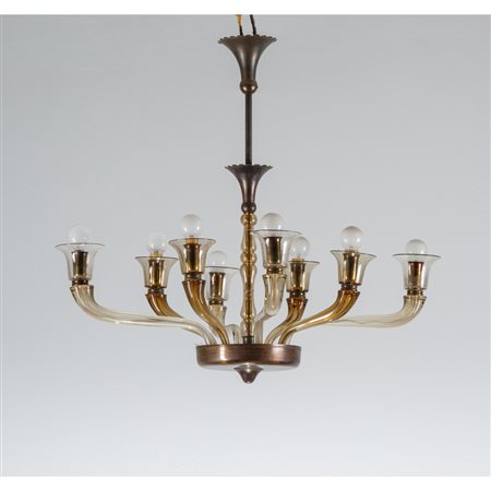 PAOLO VENINI (Attr.le), Lampada a sospensione a otto luci