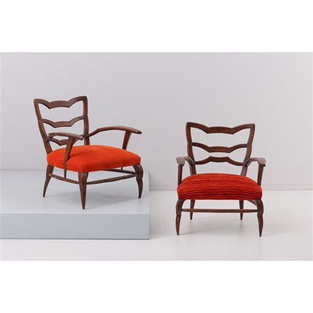 PAOLO BUFFA (Attr.le), Coppia di poltrone in legno