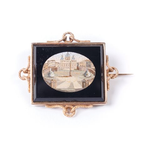 SPILLA in oro giallo 9 KT con micromosaico