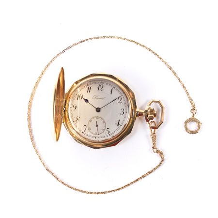 OROLOGIO Rocail in oro 18 KT con doppia cassa e catena.