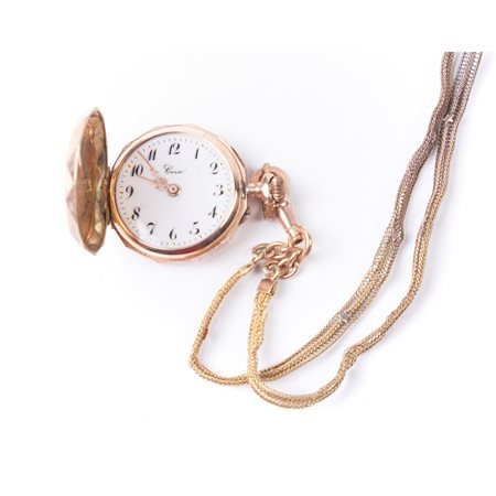 OROLOGIO da tasca Cora in oro 12 KT con doppia cassa