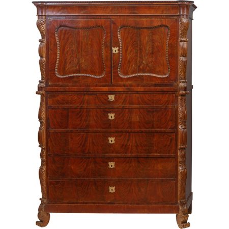 CHIFFONIERE Luigi Filippo in mogano e piuma di mogano