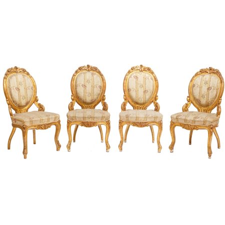 QUATTRO SEDIE Luigi Filippo in legno dorato