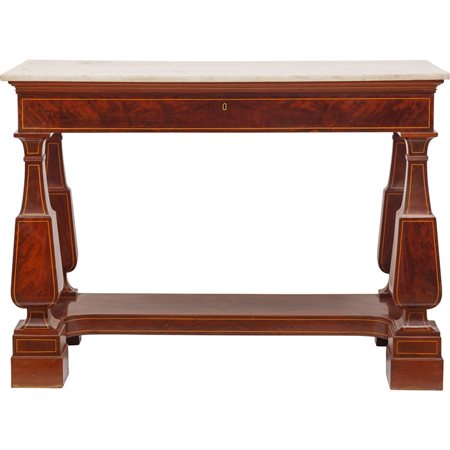 CONSOLLE Impero con cassetto in legno di mogano