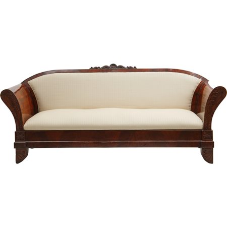 DIVANO Impero in mogano e piuma di mogano