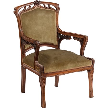 POLTRONCINA Liberty in legno di noce