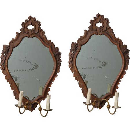 COPPIA PICCOLE SPECCHIERE con appliques a due luci